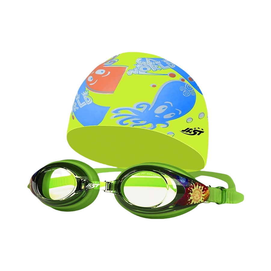 推荐商品：JAST/佳斯特 大框防水 防雾小框 泳镜泳帽套装