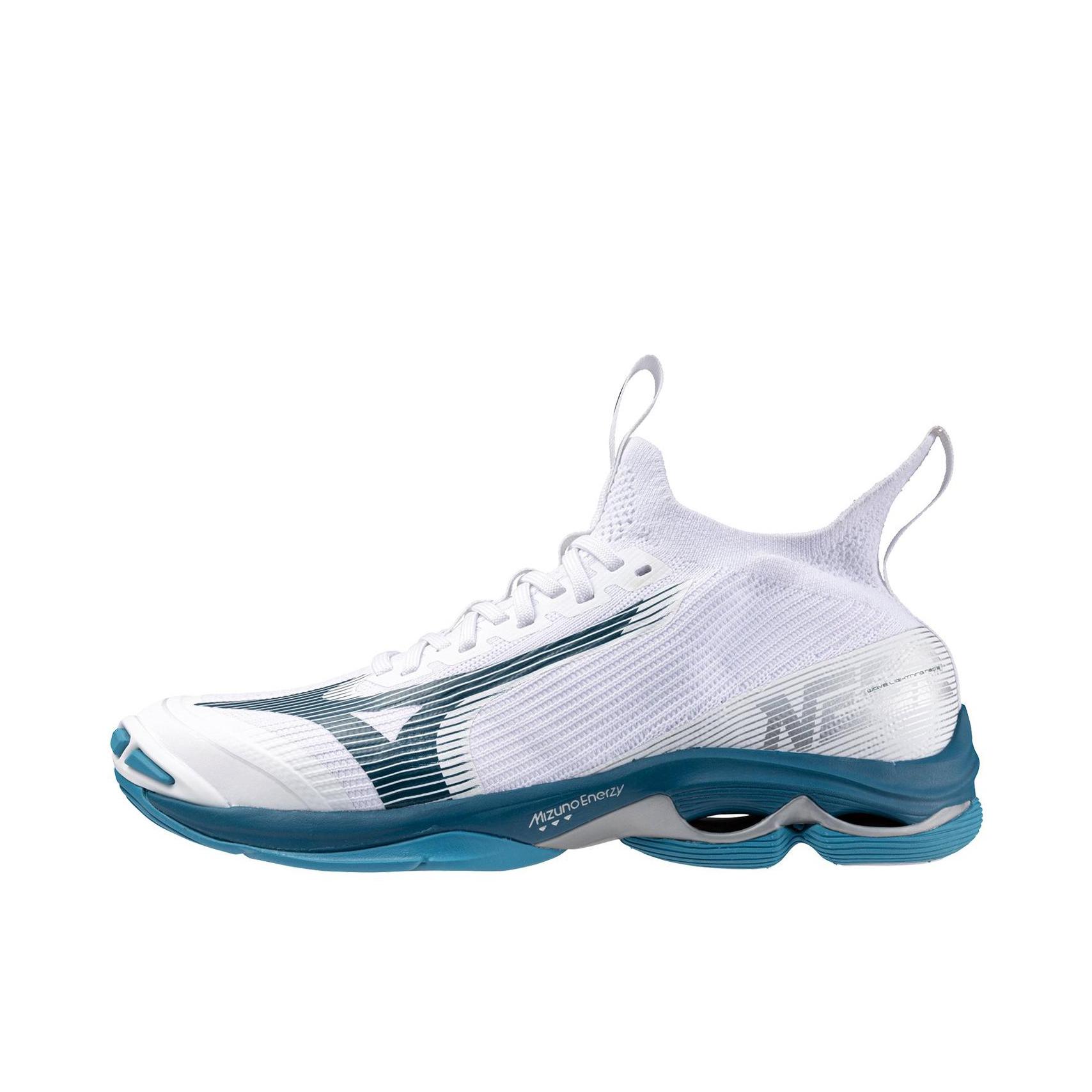 推荐商品：Mizuno/美津浓 Wave Lightning Neo 2 耐磨 缓震 支撑 排球鞋 白色/蓝色