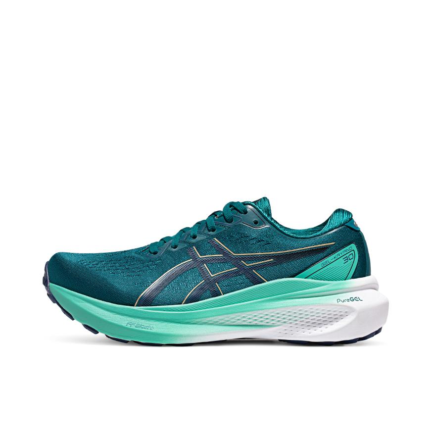 推荐商品：Asics/亚瑟士 Gel-Kayano 30 跑鞋 舒适透气轻便稳定足弓支撑防滑耐磨缓震轻量回弹慢跑圆头 女款/蓝色/绿色