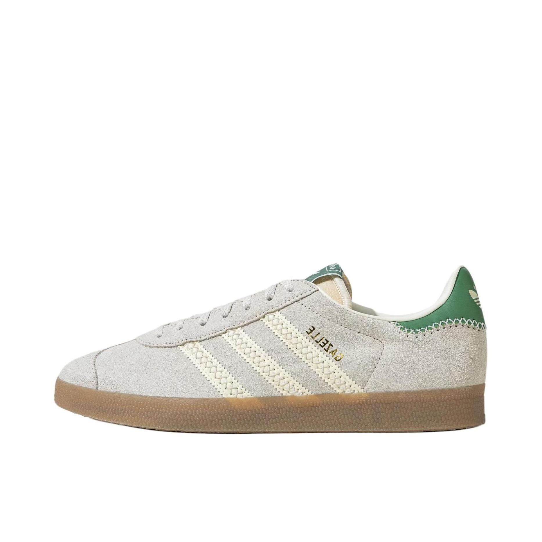 推荐商品：adidas Originals Gazelle T头鞋 德训鞋 板鞋 轻便复古薄底舒适百搭减震耐磨贴合圆头 米白/绿色