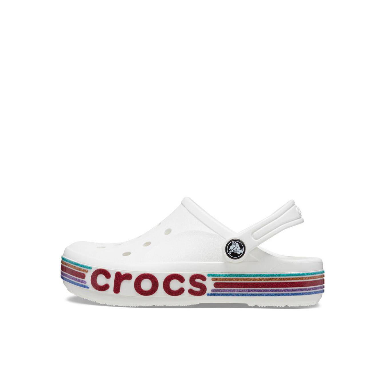 推荐商品：Crocs/卡骆驰 Bayaband Clog 贝雅卡骆班 防滑耐磨 包头沙滩 休闲运动 反光条 防踢 一脚蹬 洞洞鞋 凉鞋儿童 小童/白色