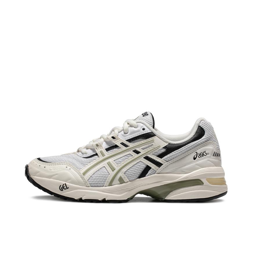 推荐商品：Asics/亚瑟士 Gel-1090 跑鞋 防滑耐磨舒适透气缓震稳定复古织物合成革慢跑耐用流光风 灰色/奶油色