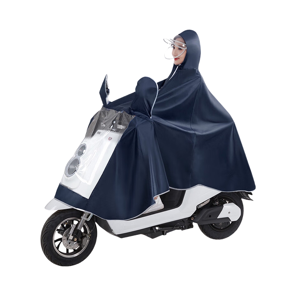 推荐商品：雨航 DR510QL 纯色 双帽檐 镜套款 雨披