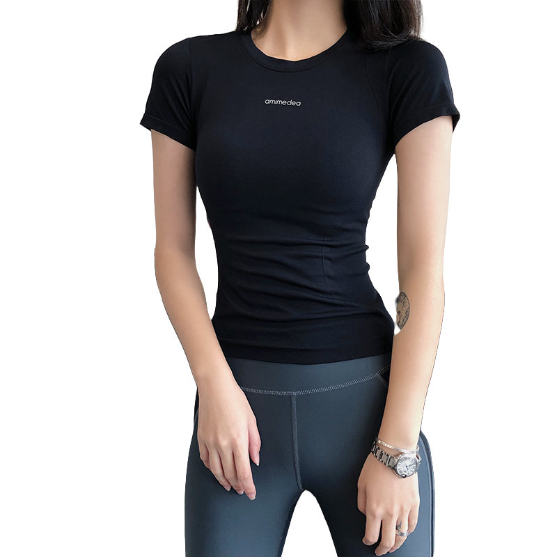 推荐商品：annerun 速干性感短袖薄款紧身瑜伽服 女装 TR54-2 黑