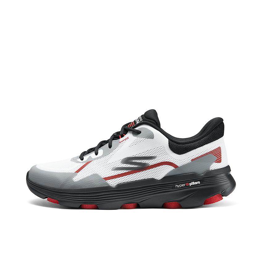 推荐商品：Skechers/斯凯奇 GOWLK7 缓震耐磨 轻质厚底 网布织物 高回弹 简约百搭 运动休闲鞋 220646 白色/炭灰色