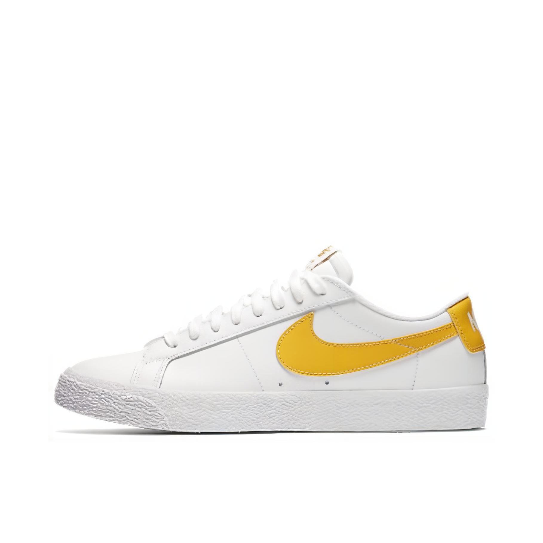 推荐商品：Nike SB Blazer Zoom 滑板鞋 板鞋 拼接时尚复古防滑耐磨透气运动休闲舒适百搭 White/Mineral Gold 白黄