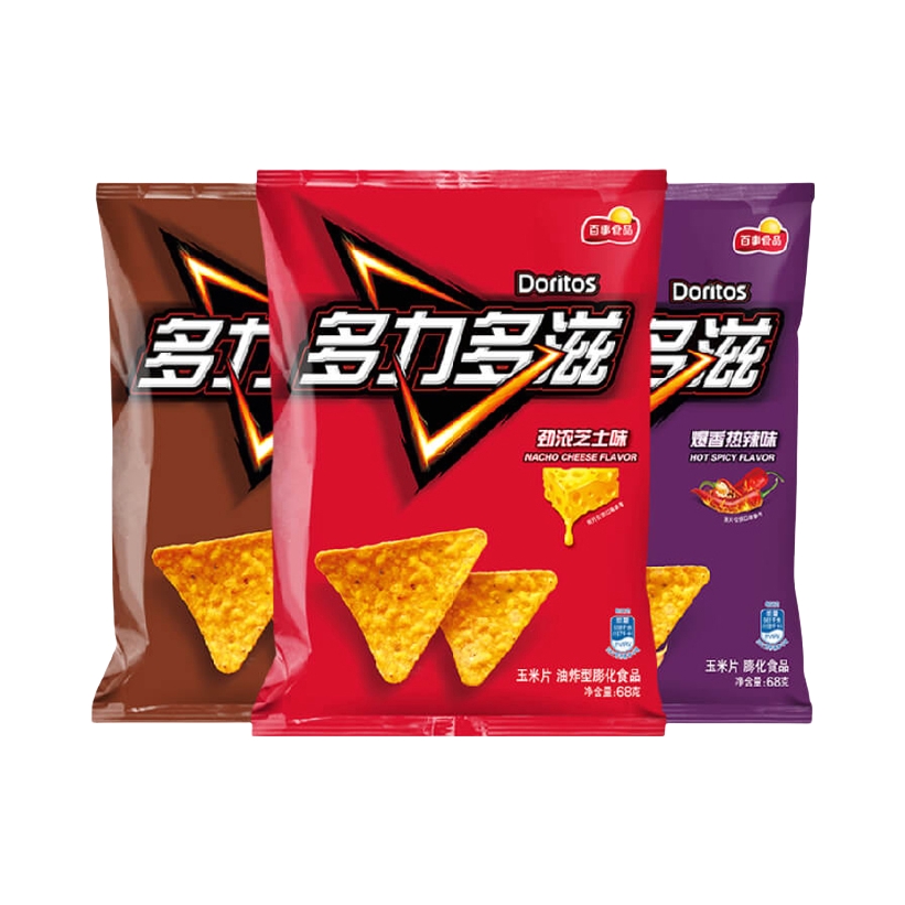 推荐商品：Doritos/多丽多滋 国内版 玉米片 68g/袋 多口味组合芝士味劲浓爆香热辣味浓郁