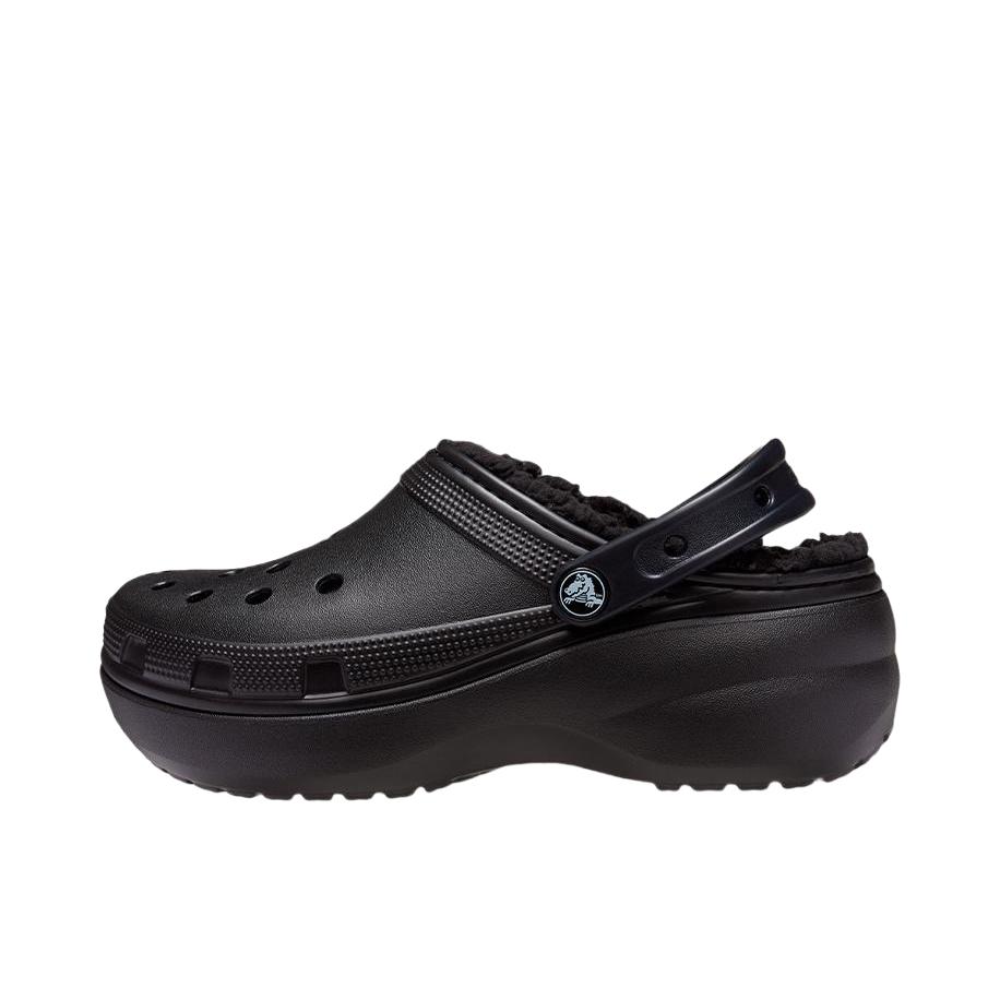推荐商品：Crocs/卡骆驰 Classic Platform Lined Clog 经典云朵 不可拆卸 暖棉 舒适 防滑耐磨 洞洞鞋 暖绒包头 凉鞋 黑色