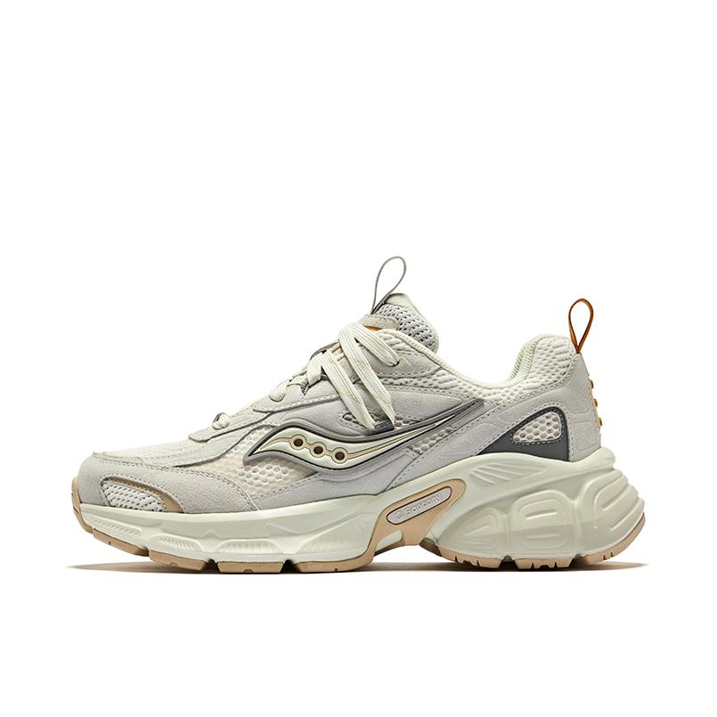 推荐商品：Saucony/索康尼 2K Cavalry 轻便 增高 复古 老爹鞋 灰色/米色
