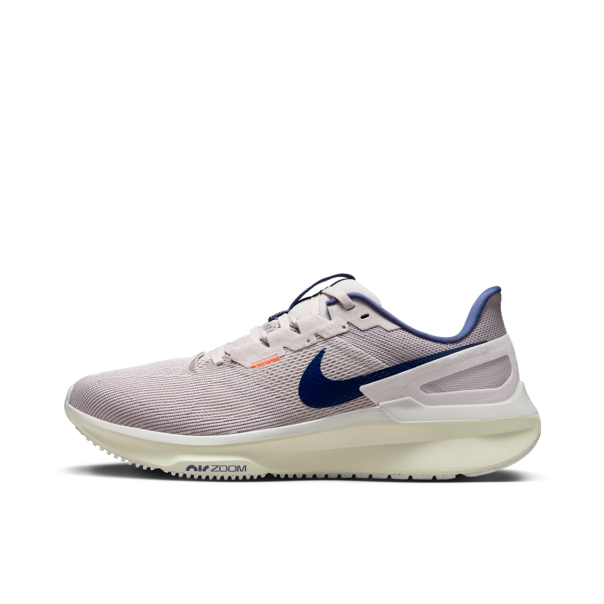 推荐商品：Nike Air Zoom Structure 25 跑鞋 公路减震织物支撑训练轻便 灰色/蓝色