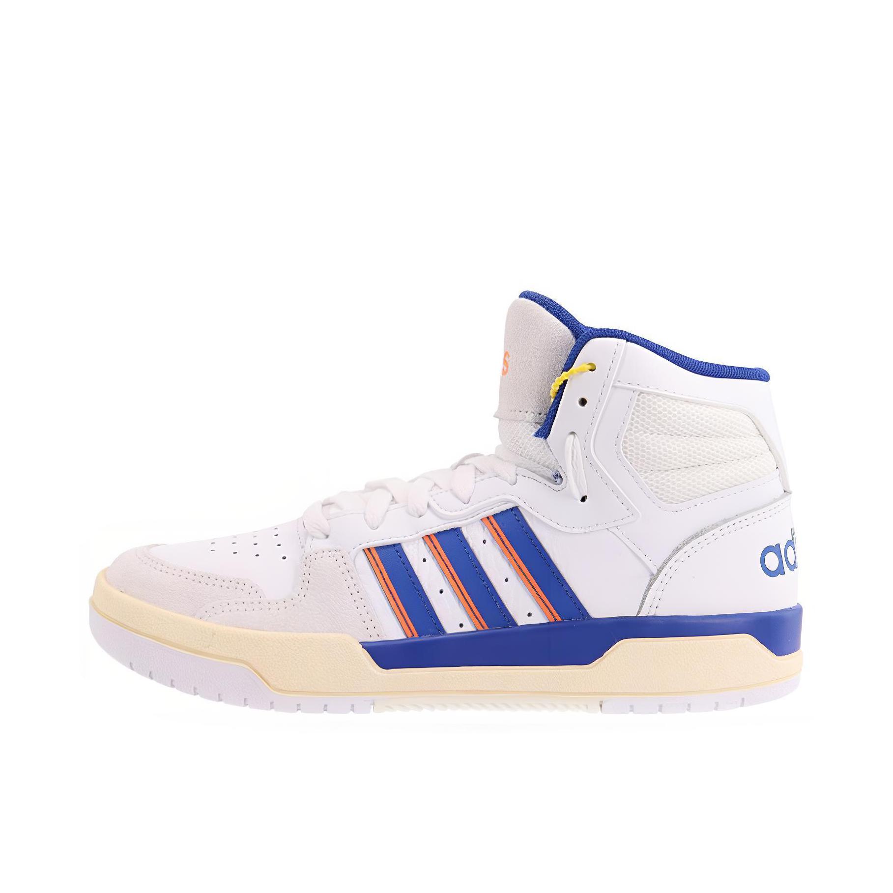 推荐商品：adidas neo Entrap 板鞋 防滑耐磨舒适透气复古防水美式校园风少年感圆头平跟 白色/蓝色/橙色