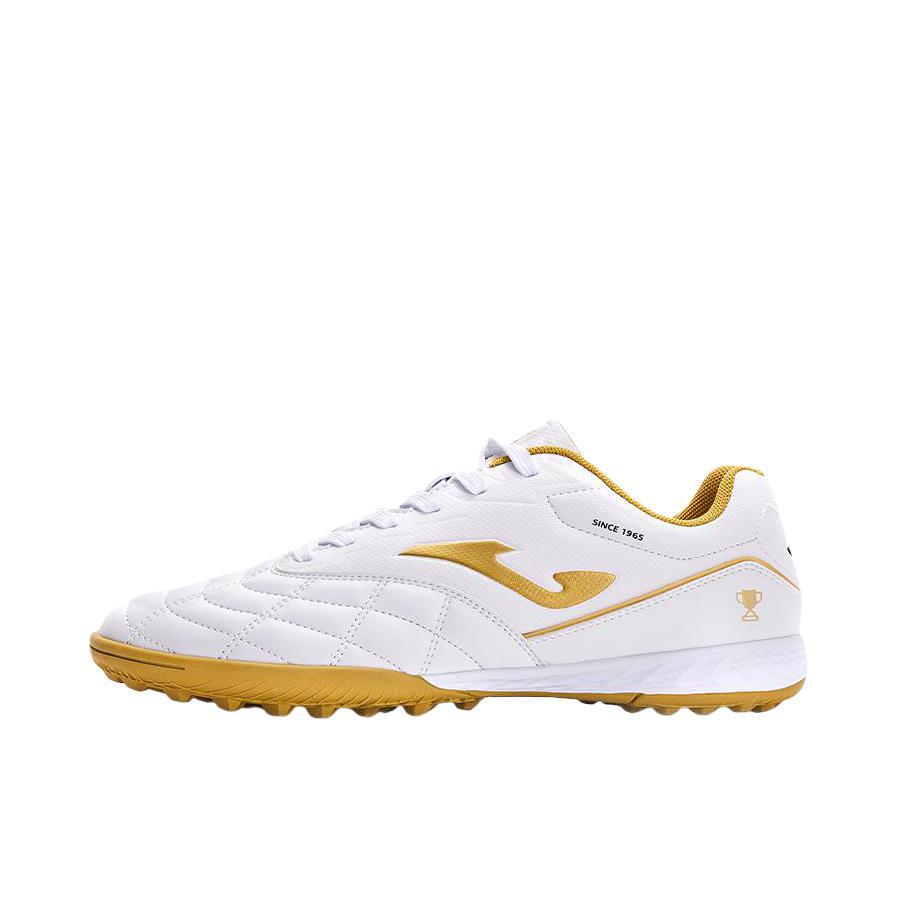 推荐商品：Joma Liga T1 缓震胶质 防滑耐磨 舒适轻便 休闲 TF碎钉 人工草地 魔术贴 圆头 足球鞋 白色/金色