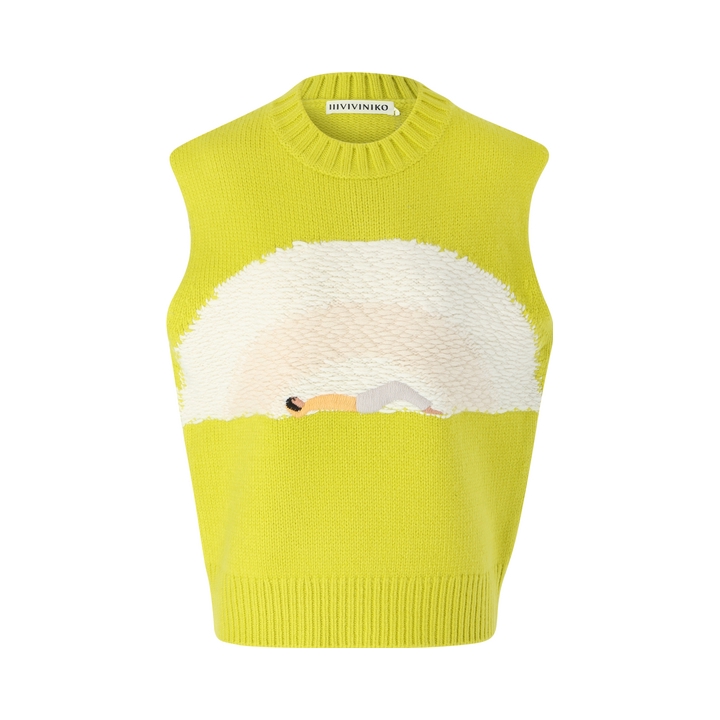 推荐商品：IIIVIVINIKO 合作系列大廓形针织背心 女装 R341244677D 嫩绿