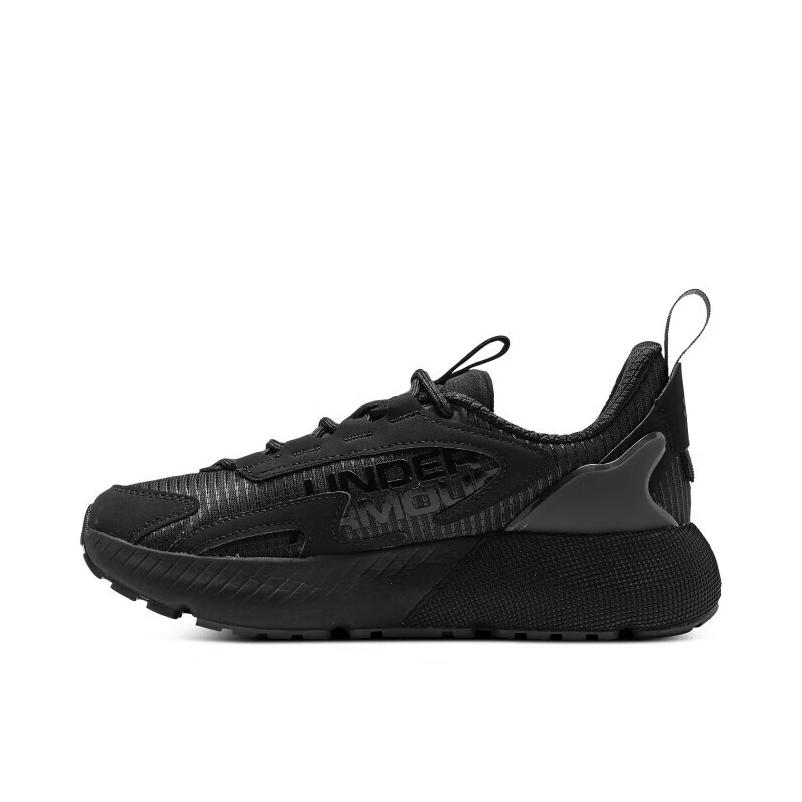 推荐商品：Under Armour/安德玛 HOVR Mega 2 MVMNT 防滑耐磨 缓震回弹 舒适透气 合成革 织物圆头 潮流百搭 增高 运动休闲鞋 全黑色