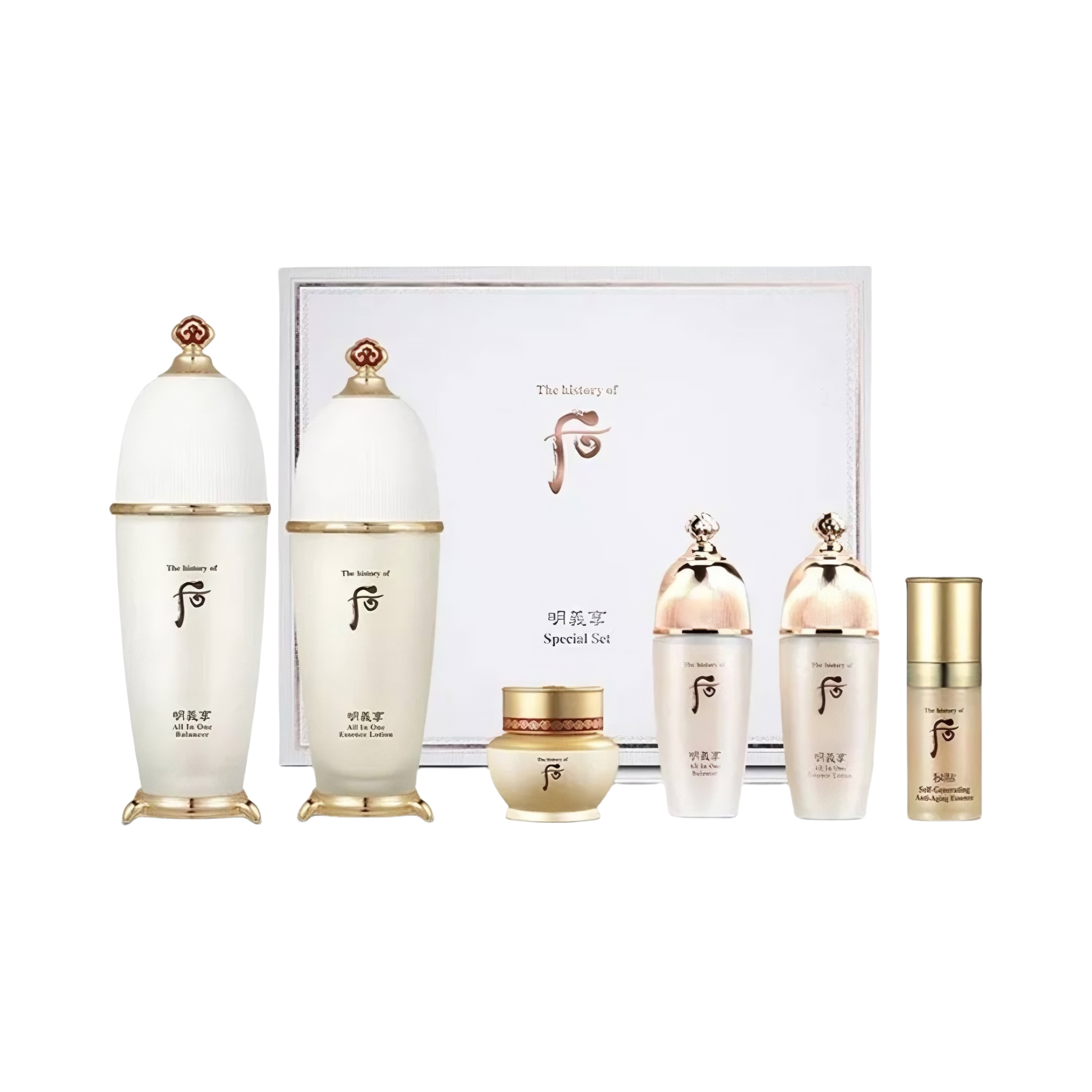 The history of whoo/后 明义享修护保湿护肤套装 水120ml+乳100ml+精华8ml+面霜8ml+水20ml+乳20ml
