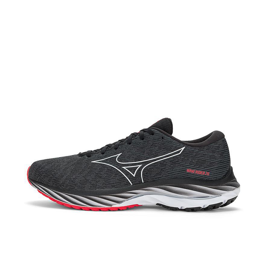 推荐商品：Mizuno/美津浓 Wave Rider 26 防滑耐磨 轻便 稳定 碳板 织物 马拉松 跑鞋 黑色/银色/红色