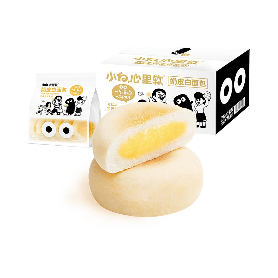 推荐商品：小白心里软 奶皮白面包 270g 袋装 原味