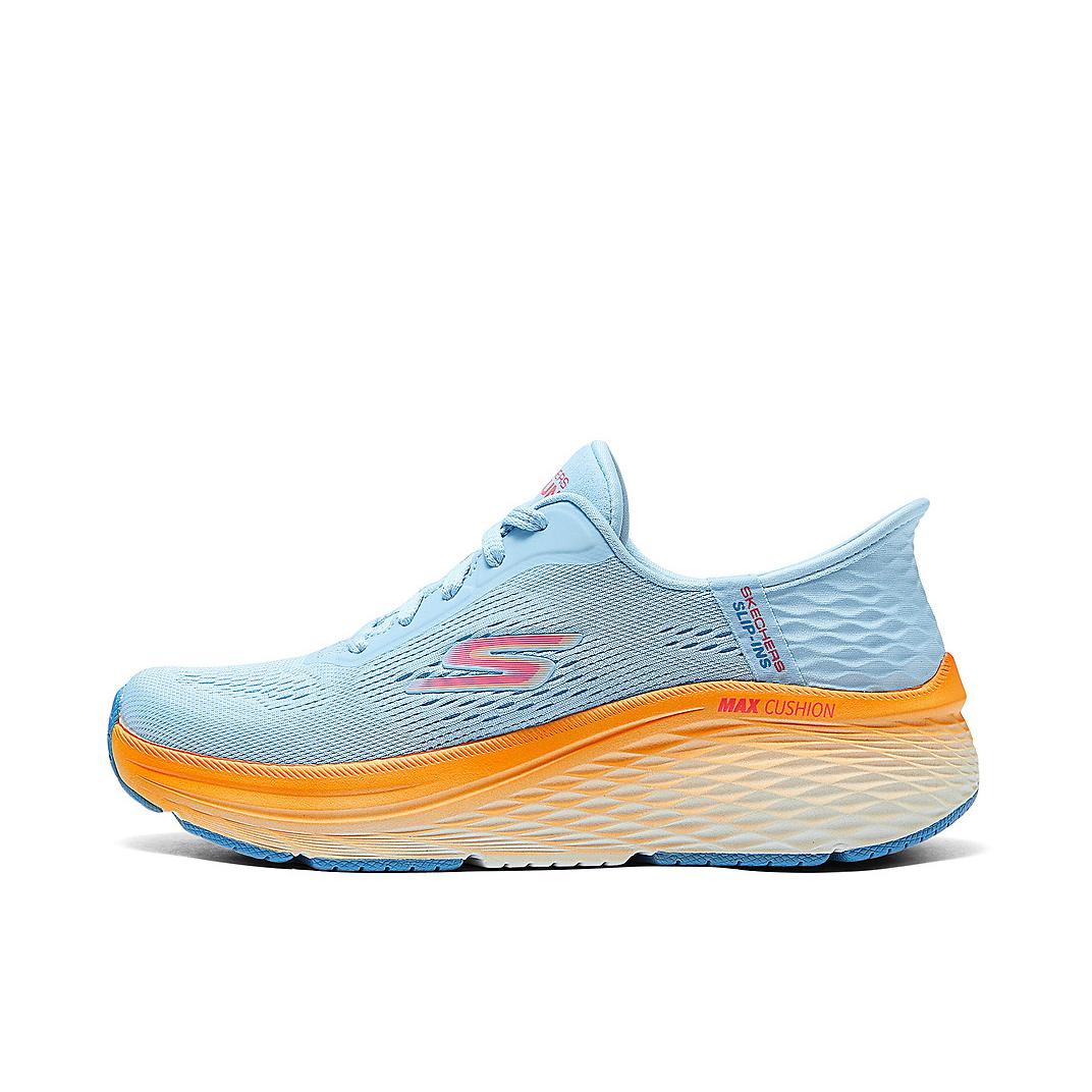 推荐商品：Skechers/斯凯奇 缓震耐磨 舒适透气 回弹软底 绑带 低帮 跑鞋 129626 女款/蓝色/橘色