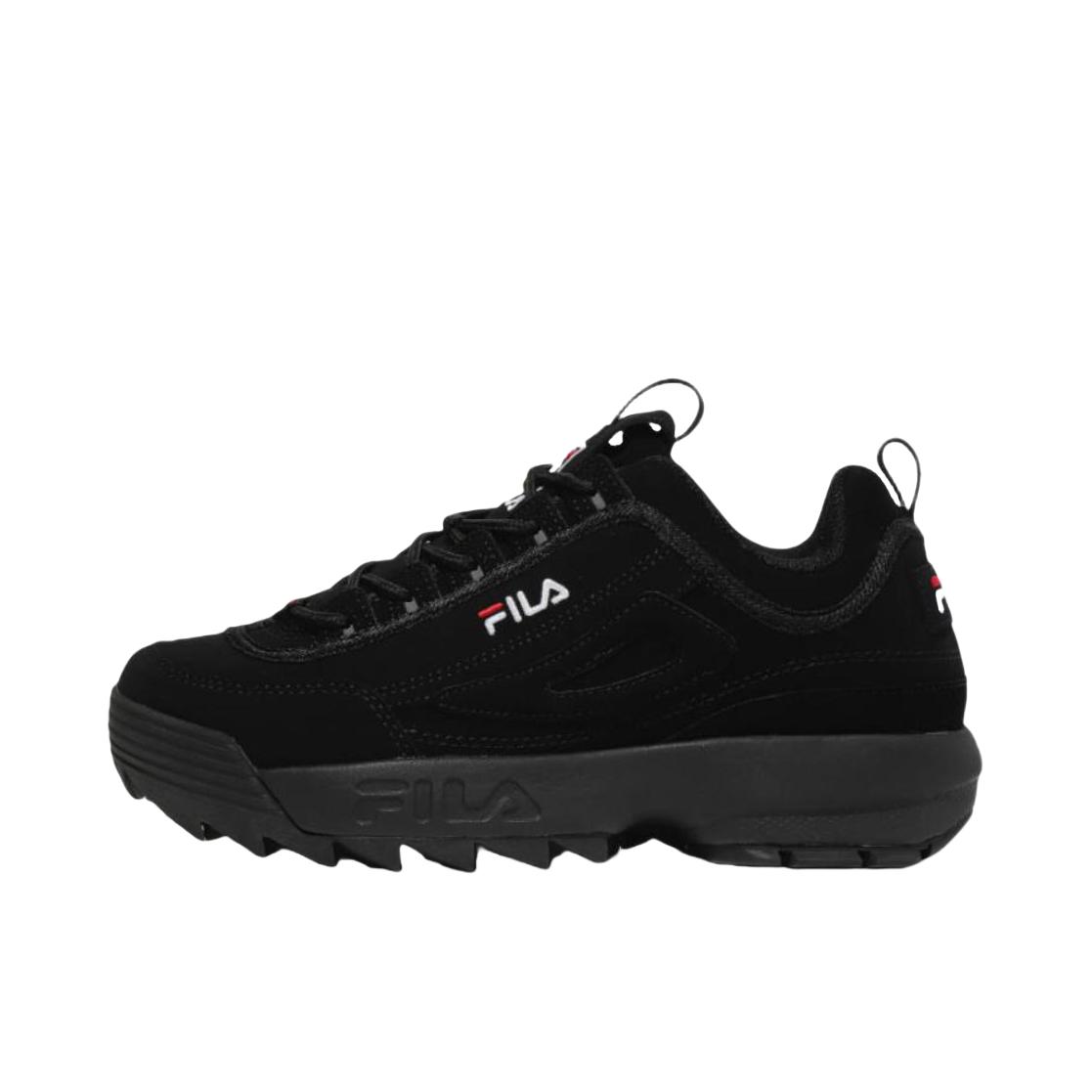 推荐商品：FILA/斐乐 Disruptor 2 防滑耐磨 减震 复古时尚 舒适运动 厚底增高 圆头 织物 合成革 老爹鞋 全黑