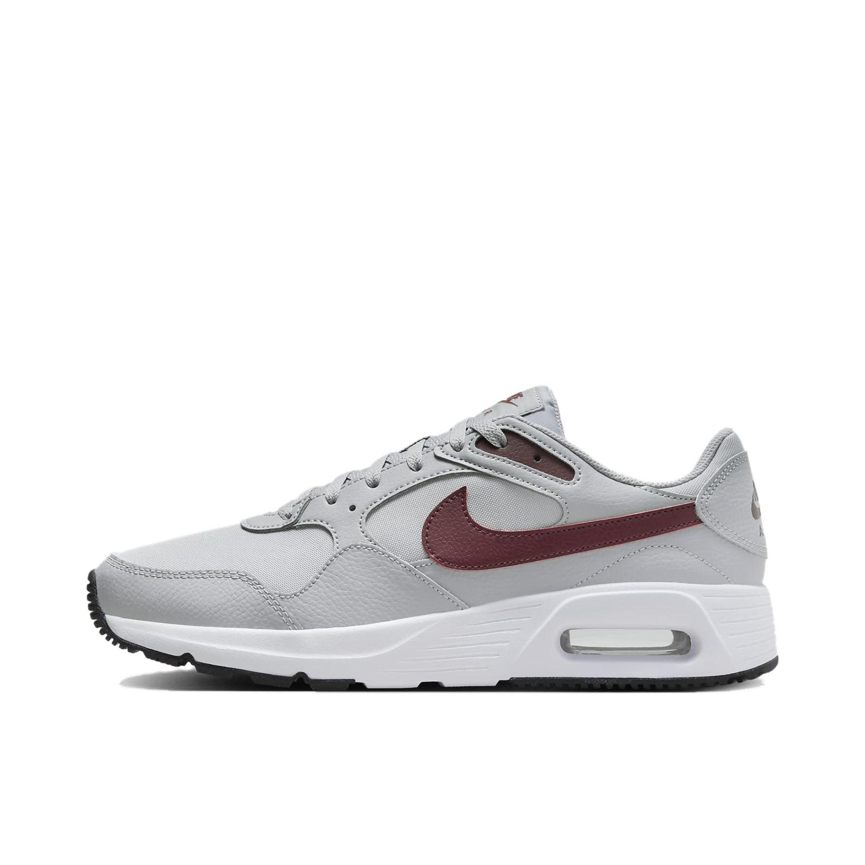 推荐商品：Nike Air Max SC 防滑耐磨 舒适缓震 网布透气 织物 气垫 减震 复古 合成革 耐穿 运动休闲鞋 灰色/红色 