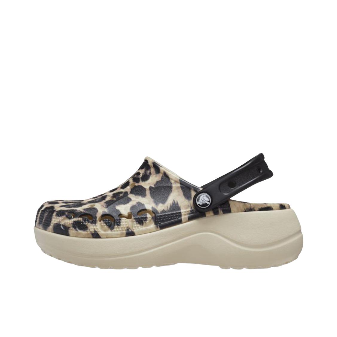 推荐商品：Crocs/卡骆驰 Baya Platform Clog 贝雅云彩 包头 厚底 暖棉 外穿 增高 涉水 舒适透气 耐磨 沙滩 凉鞋 女款/豹纹 