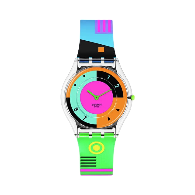 推荐商品：Swatch/斯沃琪 Skin系列 42mm霓虹竞速硅胶表带石英男女同款手表