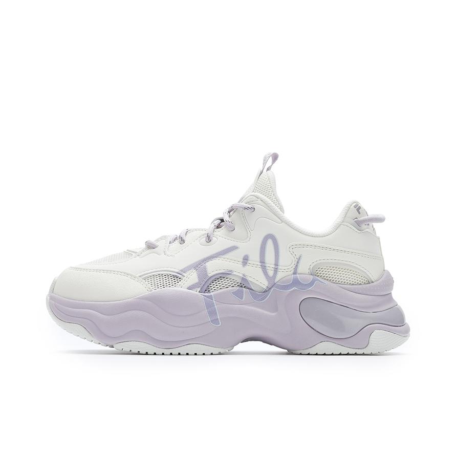 推荐商品：FILA/斐乐 Bubble 泡泡 防滑耐磨 复古 透气 舒适减震 厚底增高 运动 织物 防水 合成革 波浪 老爹鞋 女款/奶油白/草纸白 