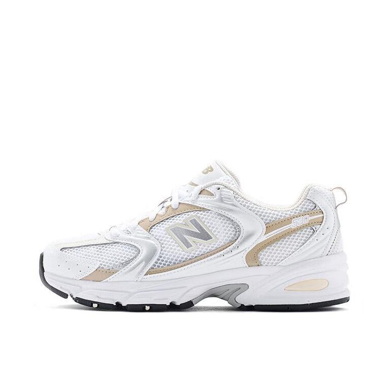 推荐商品：New Balance MR530 跑鞋 圆头经典拼接复古缓震防滑耐磨网面透气支撑 米白色/金色
