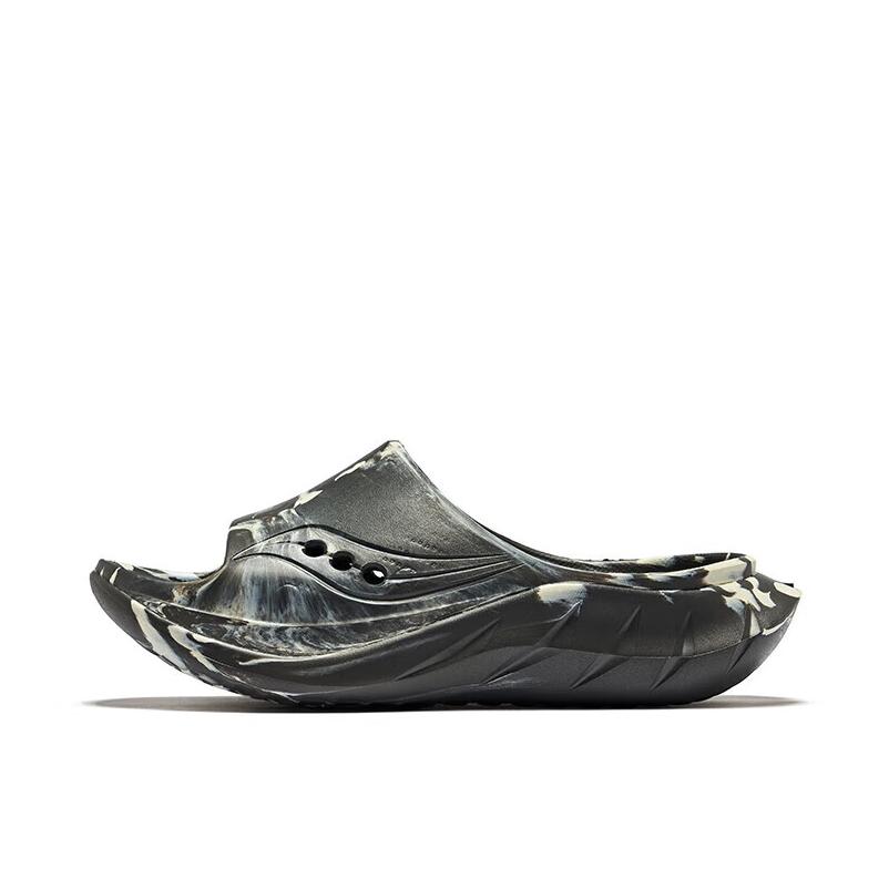 推荐商品：Saucony/索康尼 Cradle 2 防臭 缓震软底 外穿 防磨 一脚蹬 一字 拖鞋 深灰色/米色  
