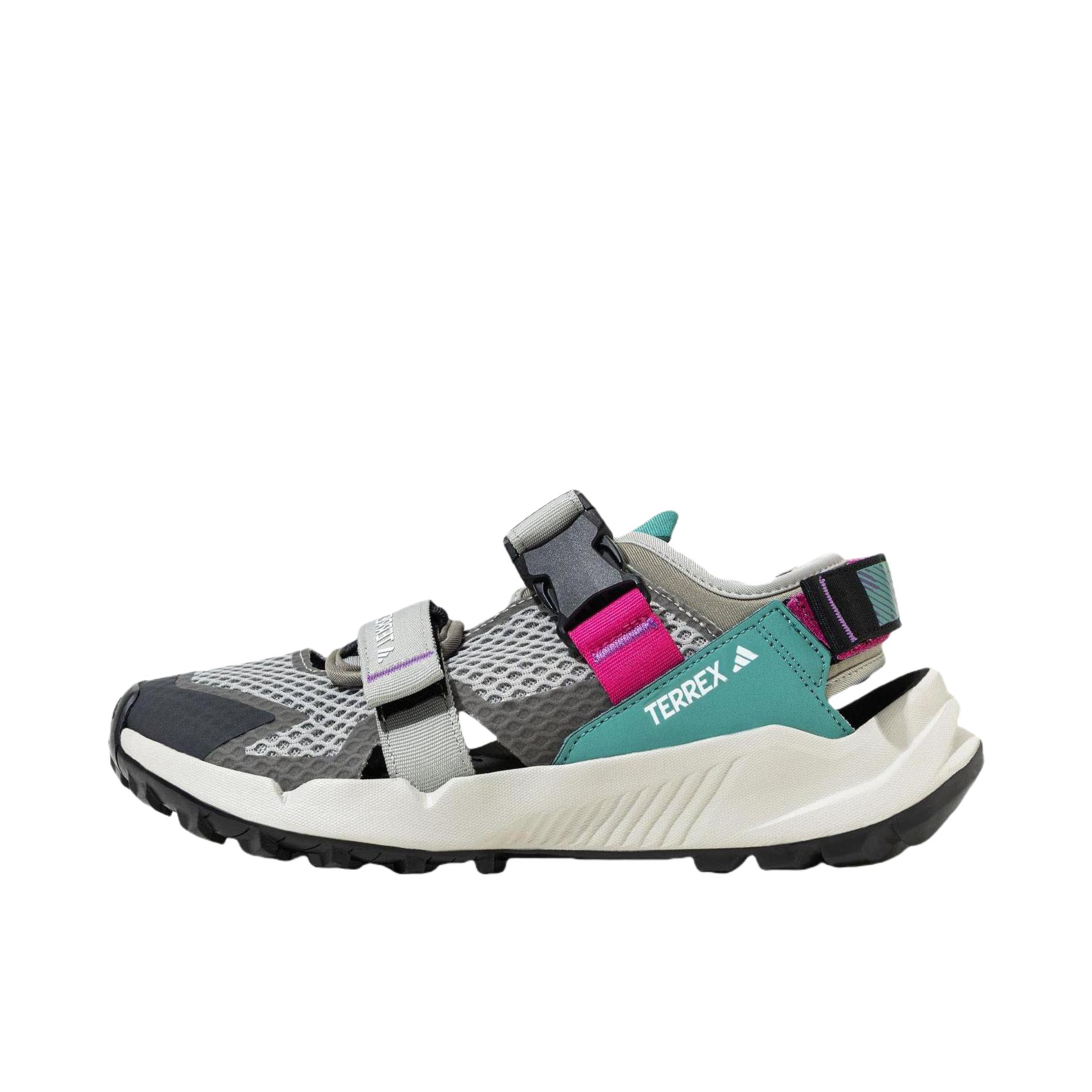 推荐商品：adidas  Hydroterra HYDROTERRA AT 防滑耐磨 舒适透气 缓震轻便 魔术贴 简约  溯溪鞋 凉鞋 浅灰/深灰/湖蓝