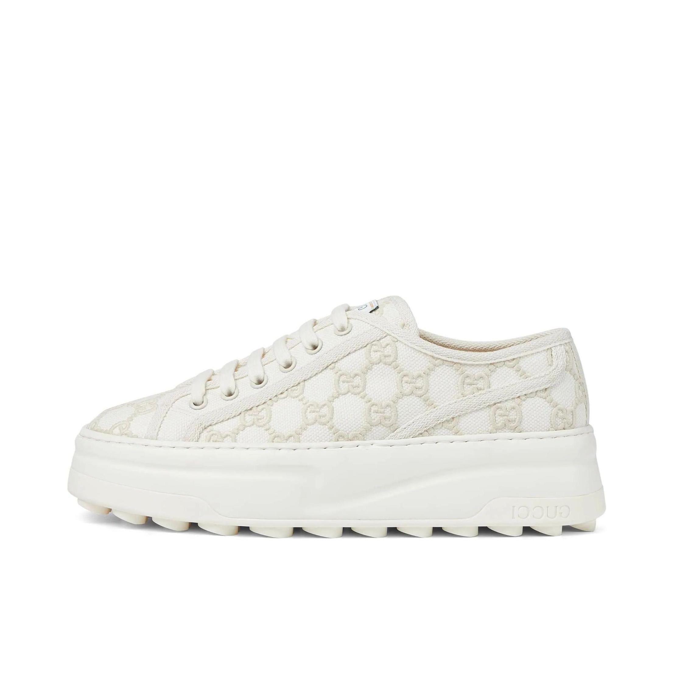 推荐商品：Gucci 帆布简约 低帮圆头 运动休闲鞋 782737 FAC9X 9175 白色