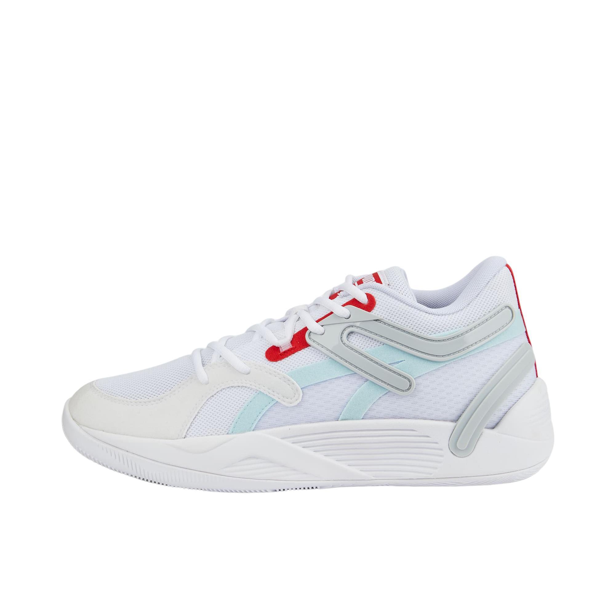 推荐商品：Puma/彪马 Trc Blaze Court 防滑耐磨 舒适减震 实战 圆头 织物 篮球鞋 白色/浅蓝/浅灰