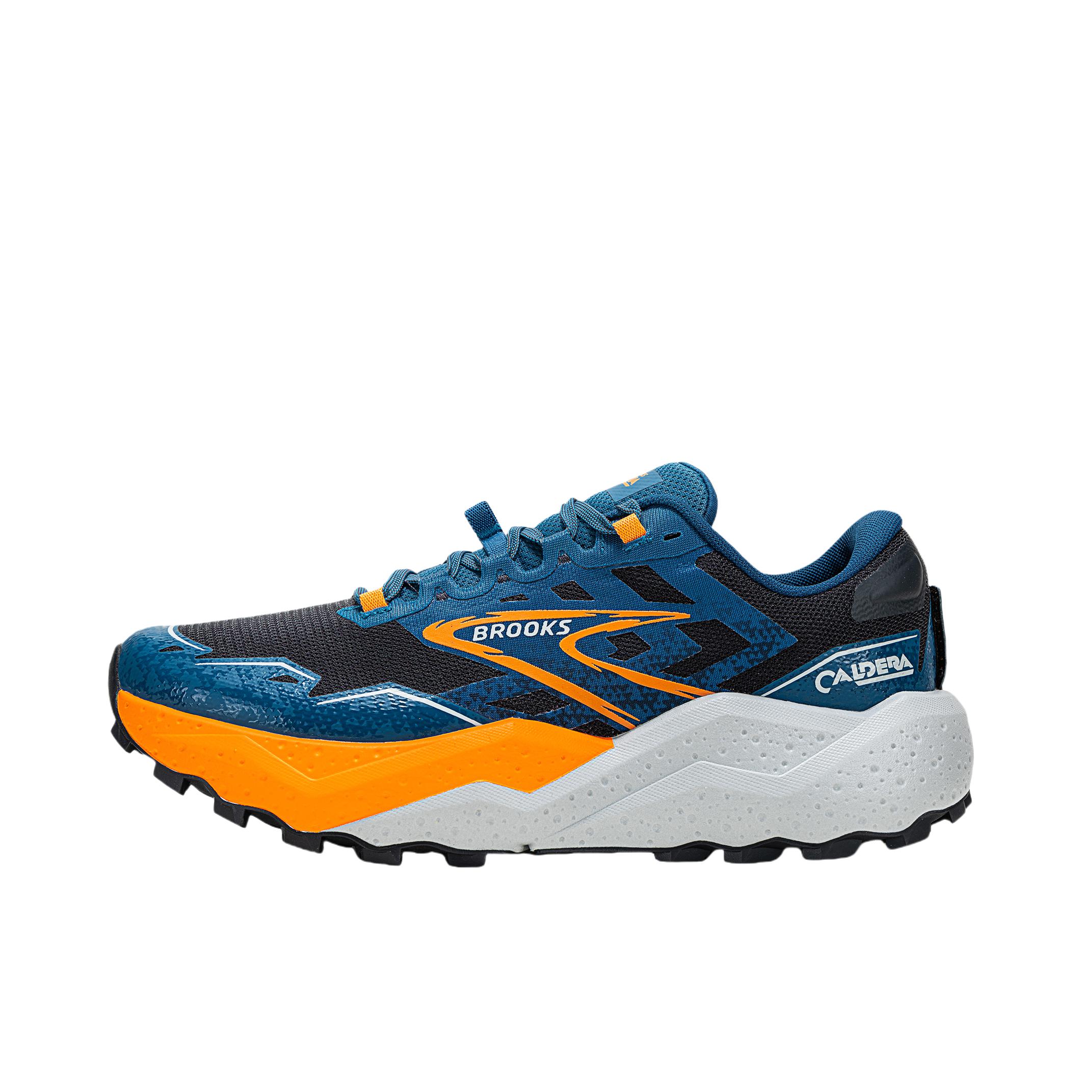 推荐商品：Brooks/布鲁克斯 Caldera 山啸7 防滑耐磨 舒适缓震 跑鞋 乌木色/蔚蓝色/桔红