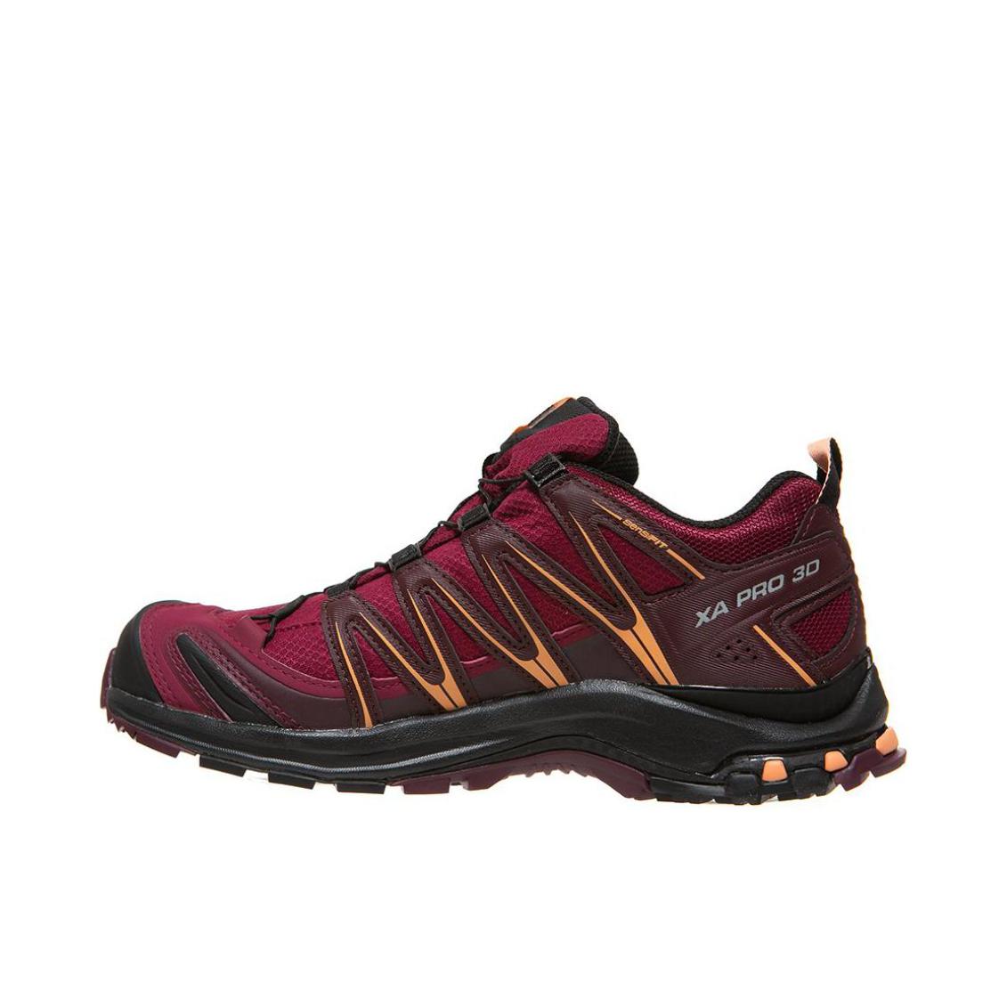 推荐商品：Salomon/萨洛蒙 XA Pro 3D GTX 舒适减震 防滑耐磨 防水 织物 越野 户外徒步 登山鞋 酒红色 