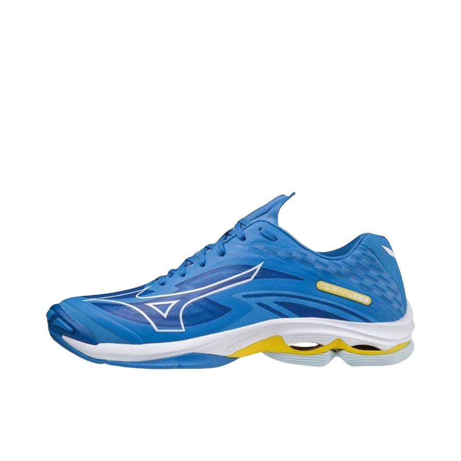 推荐商品：Mizuno/美津浓 Wave Lightning Z7 透气 减震回弹 防滑耐磨 舒适织物 圆头 排球鞋 蓝色/白色/黄色