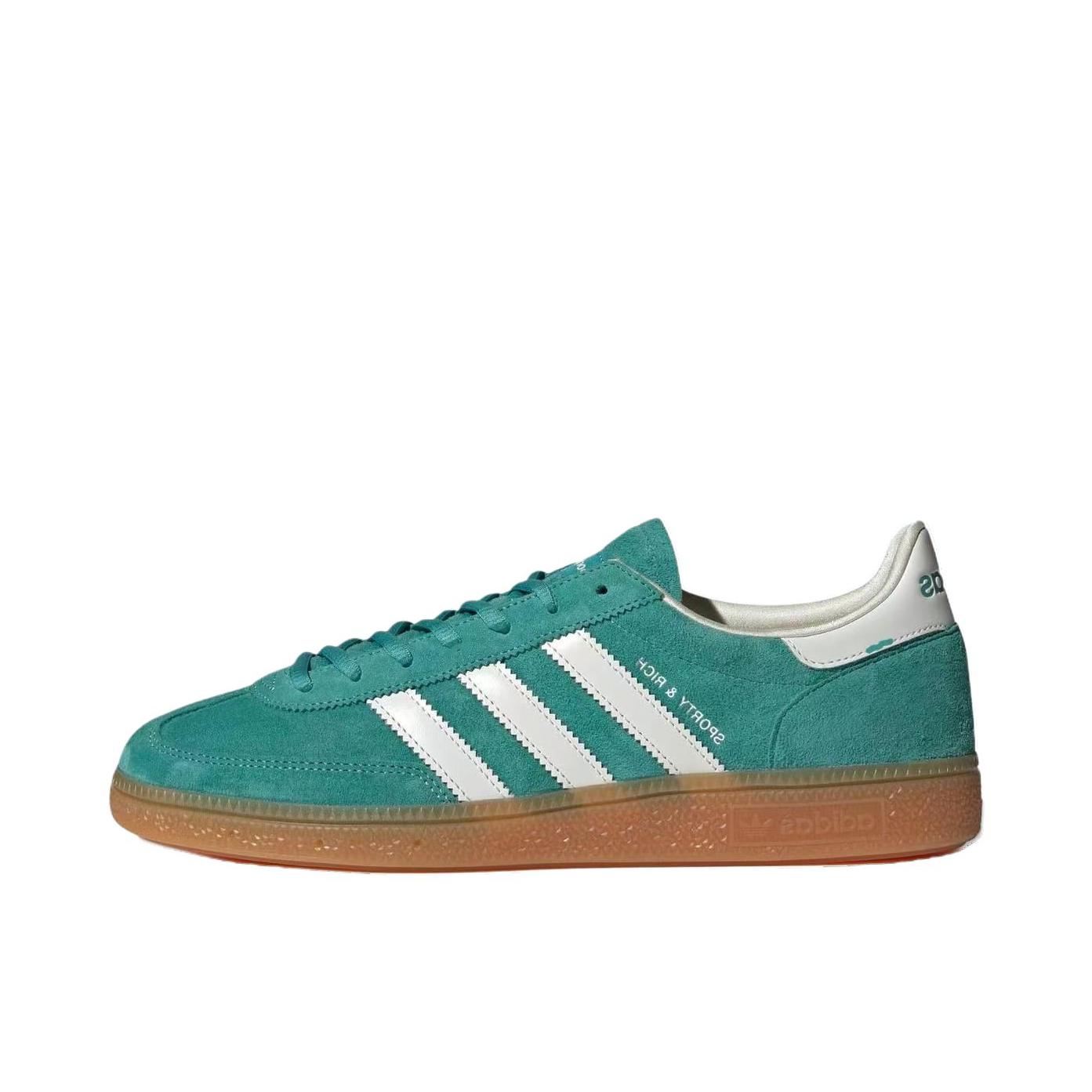 推荐商品：adidas Originals Handball Spezial 薄底鞋 T头鞋 德训鞋 板鞋 简约百搭复古轻便防滑耐磨贴合圆头耐穿 SPORTY & RICH联名/绿色