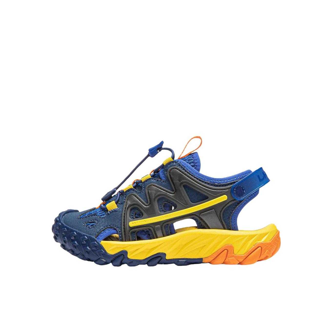 推荐商品：李宁 远行 减震回弹 防滑耐磨 镂空包头 软底运动 凉鞋儿童 小童/藏青蓝/黑色/亮彩蓝