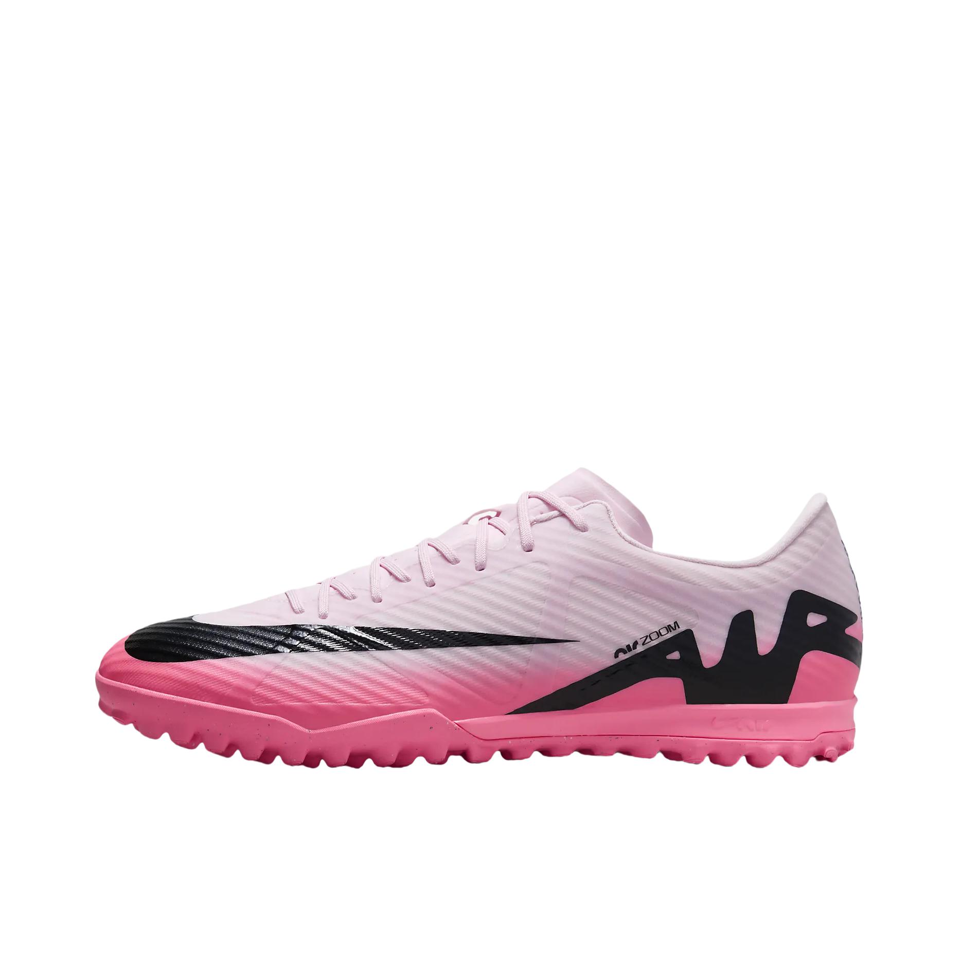 推荐商品：Nike Zoom Vapor 15 Academy TF 中端 胶质碎钉 硬草地人造草地 圆头防踢防滑耐磨 足球鞋 淡粉色/黑色