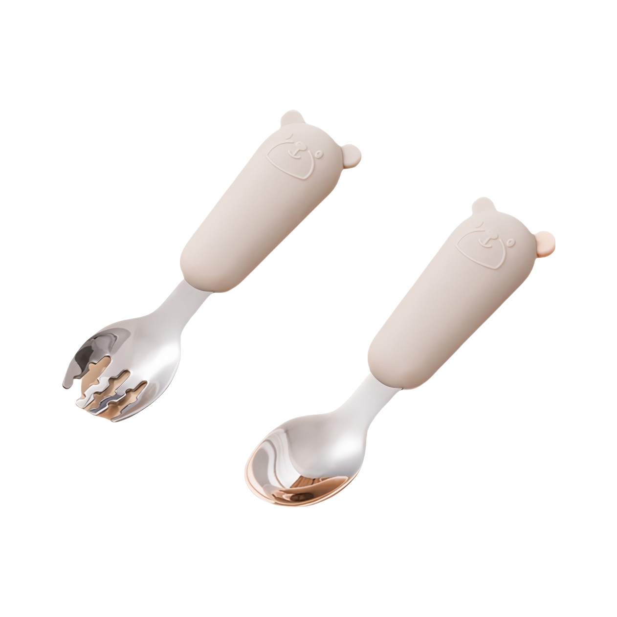 推荐商品：贝斯哈姆/beeshum 儿童大脸熊短柄勺叉自主进食学吃饭