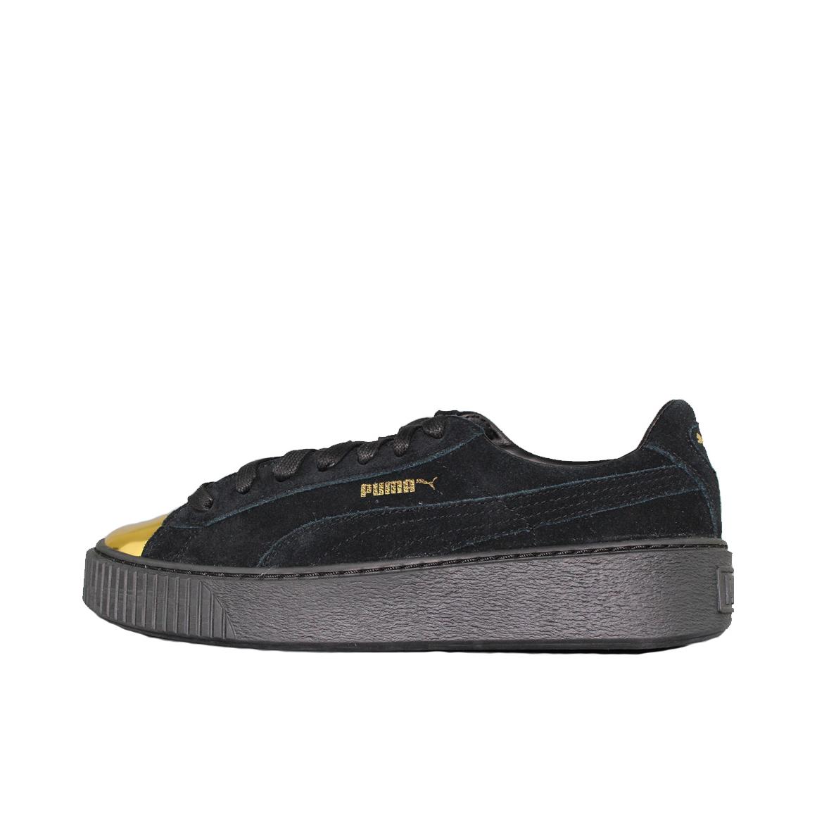 推荐商品：Puma/彪马 Suede Platform Rihana 蕾哈娜 松糕鞋 板鞋 复古百搭防滑耐磨舒适厚底休闲 Metallic Gold Black 黑麂皮/金