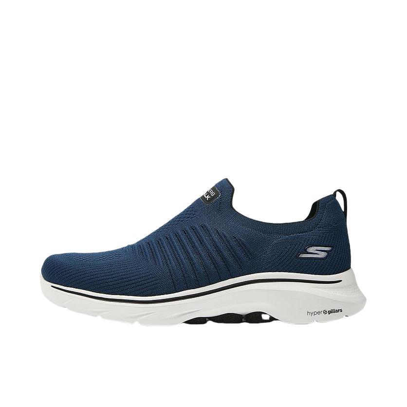 推荐商品：Skechers/斯凯奇 MEN'S GO WALK 运动休闲鞋 舒适支撑网面透气防滑轻便浅口复古百搭一脚蹬 海蓝色/黑色