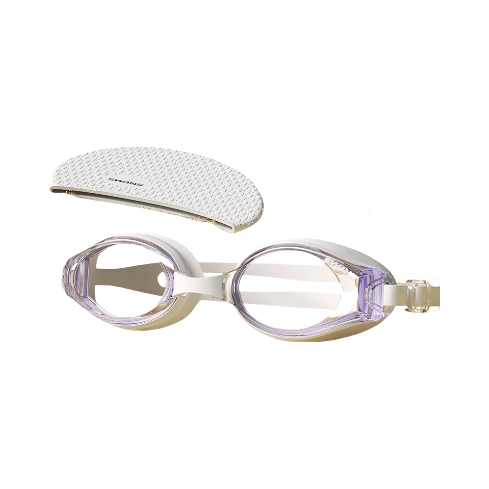 推荐商品：swans 防雾 近视 防水 带度数 大框 泳镜泳帽套装 SW-45-X