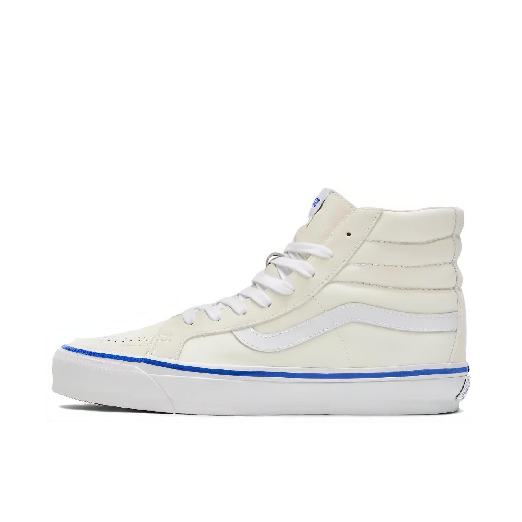 推荐商品：Vans/范斯 SK8-Hi 板鞋 潮流经典拼接复古街头厚底 白色/米色/蓝色