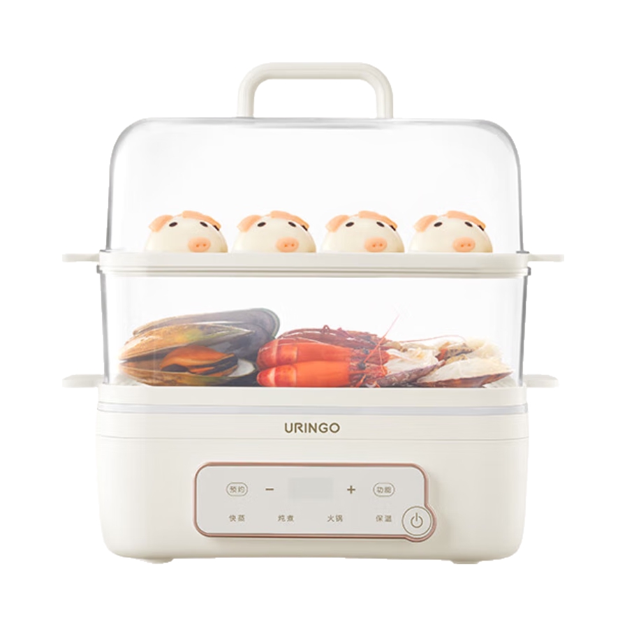 推荐商品：URINGO/七彩叮当 12/18L 电蒸锅 智能预约 隔水双炖