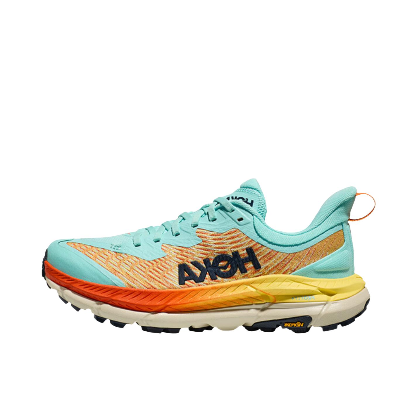 推荐商品：HOKA ONE ONE  Mafate Speed 4  减震回弹 防滑耐磨 舒适轻便 马法特4 网布 透气 织物 越野  跑鞋 女款/碧空色/果露橙