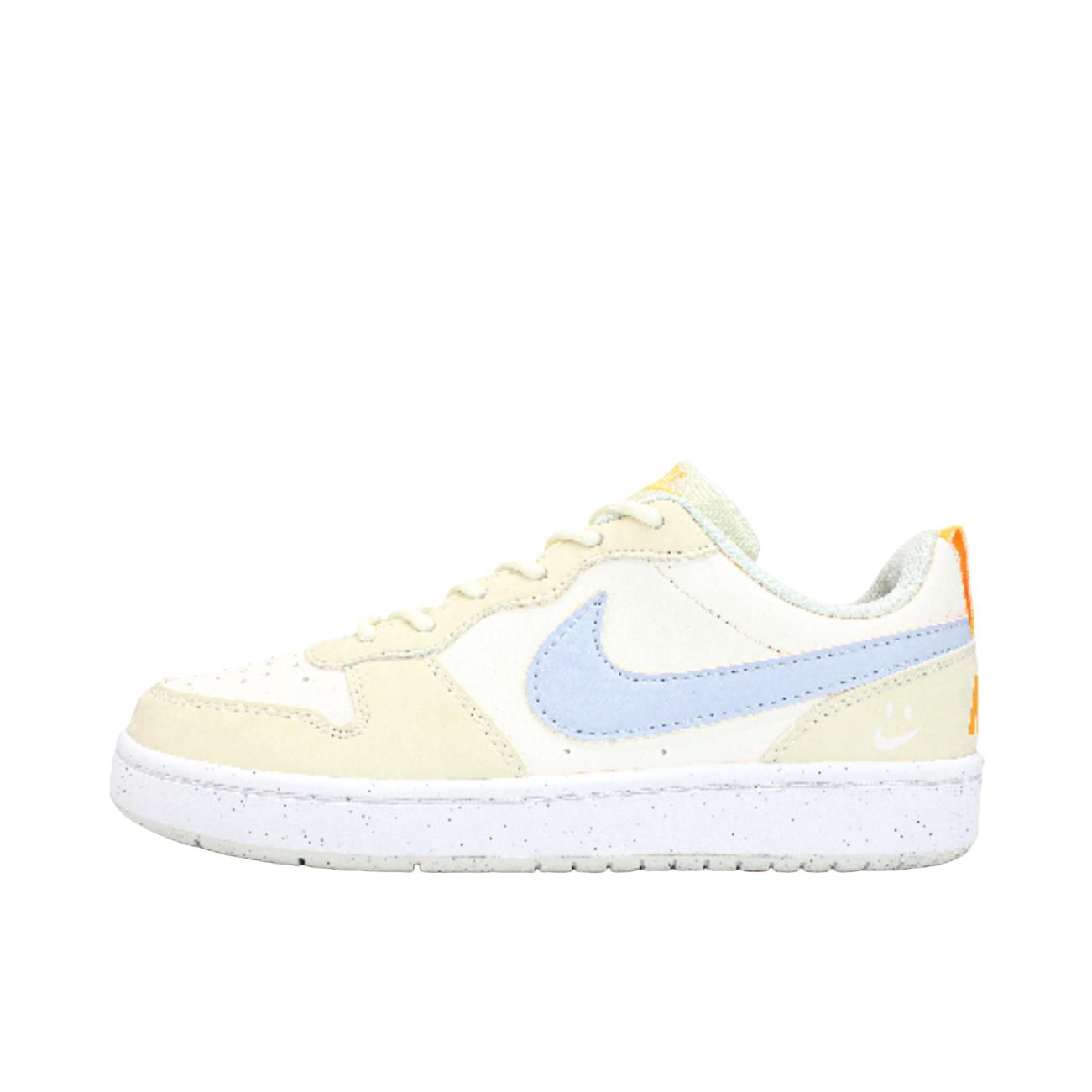 推荐商品：【定制球鞋】 Nike Court Borough 板鞋 防滑防水轻便减震手绘减龄做旧甜酷高街合成革甜妹包裹性复古婚鞋增高小白鞋薄底秋冬脏脏鞋 GS/柠檬不萌