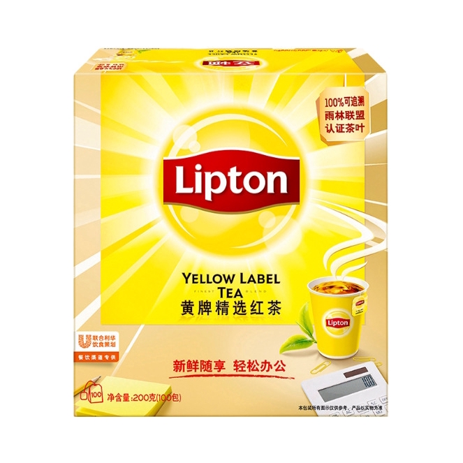 推荐商品：Lipton/立顿 红茶 袋泡茶 盒装 独立包装 茶叶 奶茶店 黄牌下午茶