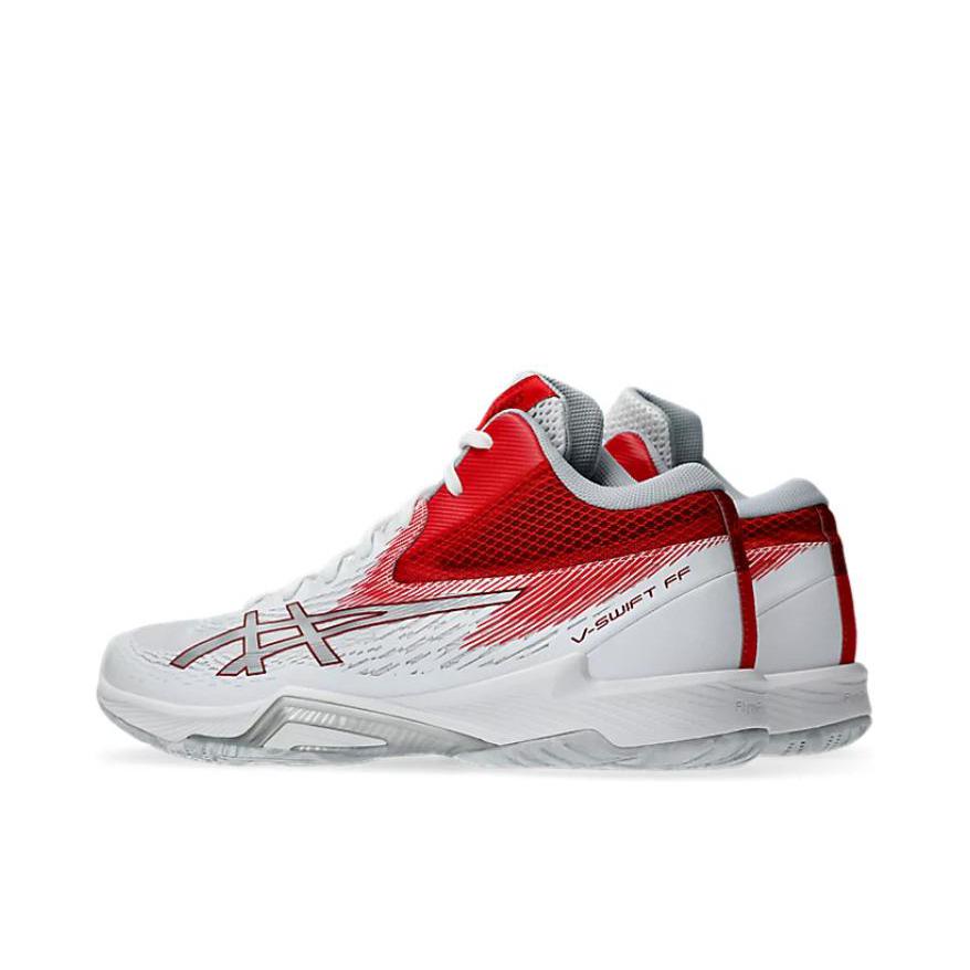推荐商品：Asics/亚瑟士 V-SWIFT FF4 减震支撑 防滑耐磨 舒适百搭 排球鞋 中帮/白色/红色