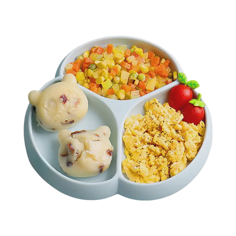 推荐商品：咕哩派/Glitter&Spice 宝宝分格硅胶餐盘吸盘式辅食自主进食学吃饭防摔