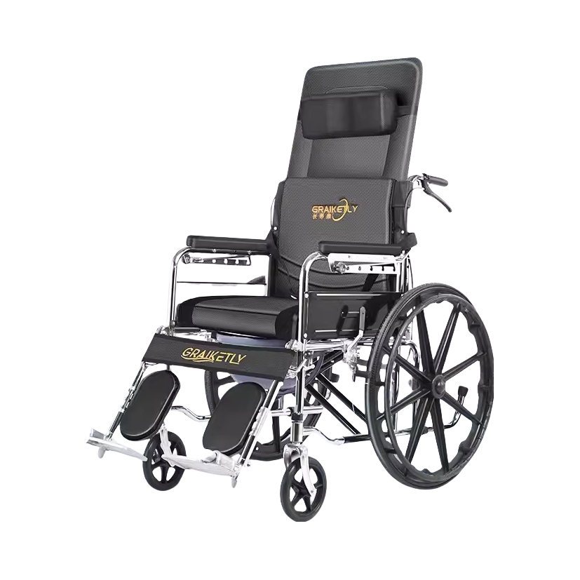 推荐商品：长寿泉 电镀全躺折叠款 手动轮椅 优质面料舒适透气轻便折叠